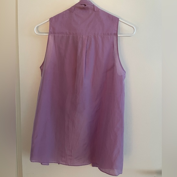 Moschino Vintage Sheer Purple Bow Tie Collar Blouse - Picture 6 of 6